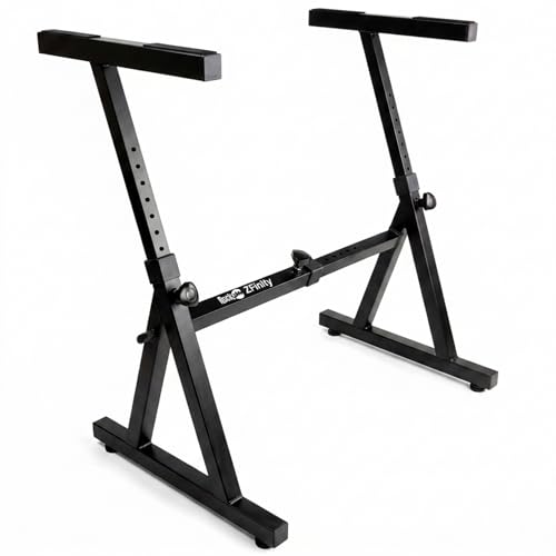 RockJam Z Style Adjustable and Portable Heavy Duty Music (Fits 54-88 Key Electric Pianos) Electronic Keyboard Stand (RJZZ363)