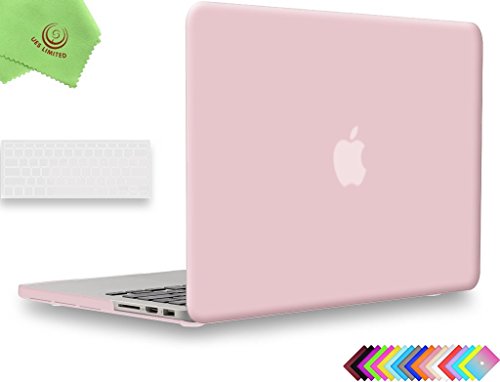 UESWILL Matte Hard Case Compatible with MacBook Pro (Retina, 13-inch, Early 2015/2014/2013/Late 2012), Model A1425 A1502, with Keyboard Cover and Microfibre Cleaning Cloth, Rose Quartz