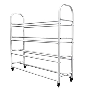 Ballenkar 4-tier School Sportuitrusting Organisator, Vrijstaand Garagebal-opslagsysteem, Ballenkooi met Wielen voor…
