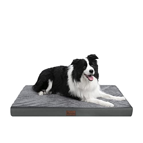 LUCYCAZ Orthopädisches Hundebett Kleine Hunde, Hundekissen Waschbar Flauschig Hundematte Wasserdicht Hundematratze, Grau, 76x51x8cm Cover