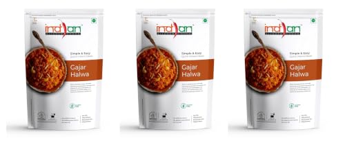 Image of Indian Kitchen Foods Freeze Dried Gluten-Free Ready to Eat Gajar Halwa | Instant Vegetarian Meal - Each Rehydrated Wt. 200 gm (Pack of 3)