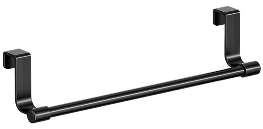 Towel Rail For Cupboard, Stainless Steel Hanger Without Drill, Towel Rail For Bathroom, Shower, Kitchen, Apartment, Home And Wardrobe Door(Black,36cm/14.2in)