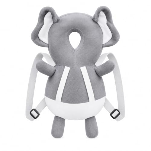 Image of GLUN Baby Head Protector Backpack, Pack of 1 Cute Elephant Soft Cushioning, Adjustable Shoulder Belt, Head Protection Back for 6-18 Month Toddler Kids