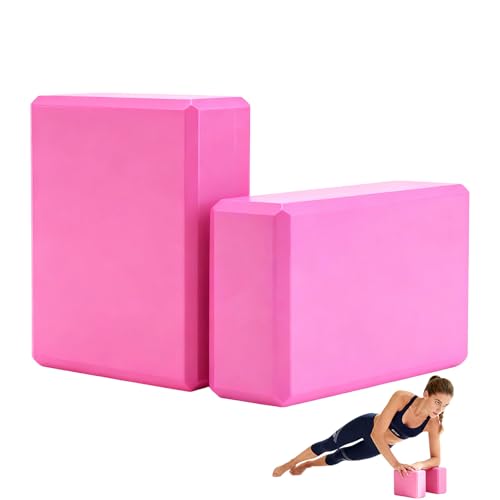 2 Pezzi Mattoncini Yoga – Schiuma Rigida Ad alta Densità Antiscivolo, Accessorio per Yoga, Pilates e Meditazione (Rosso)