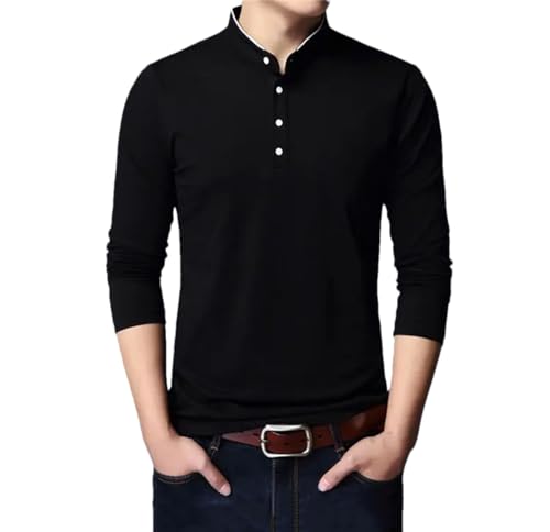 Mens Long Sleeve Slim Casual Polos
