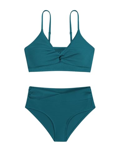 Naiyafly Mädchen-Bikini-Set, 2-teilig, einfarbig, gerippt, gedreht,...