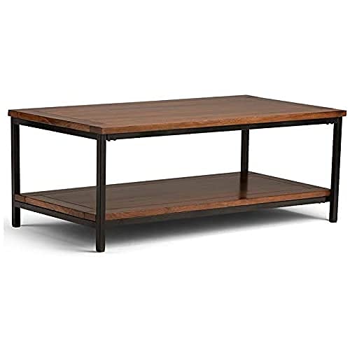 Industrial Coffee Table in Dark Cognac Brown