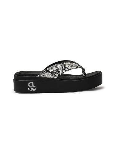 Image of Carlton London women's Snake Print Flatform Thong Sandals