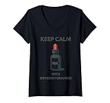 Mujer Diseño de medicamentos antihistamínicos para aliviar la alergia a la difenhidramina Camiseta Cuello V
