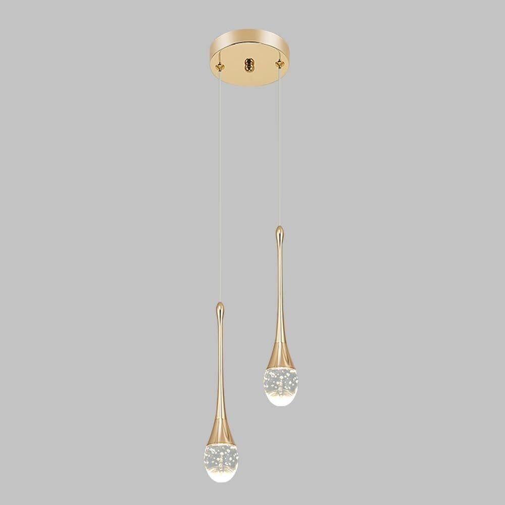 Vfdaswqq A Lamp, Gold Modern Pendant Crystal Chandeliers Height Djustable Dinning(,2 Heads)