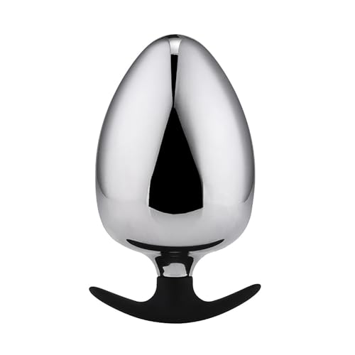 アナニーアナルプラグ アナルディル プラグ ステンレスアナル ディルド卵形 アンカー形 シリコン製底部 巨大(Lサイズ) - 画像1