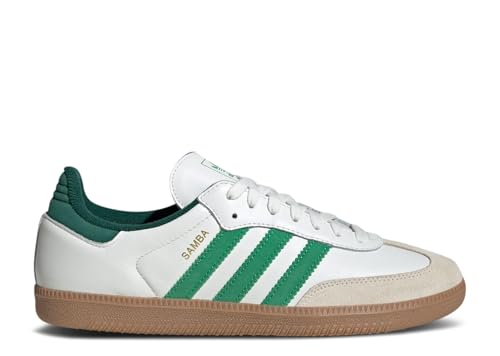 Image of adidas Samba OG Men's Shoes, Core White /Green /Collegiate Green, Size 9