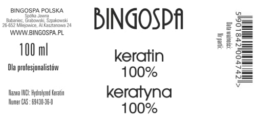 BINGOSPA Keratin 100% gegen gespaltene und abgebrochene Haarspitzen und Nägel, für beschädigtes, gebrochenes, trockenes und dünnes Haar - 100ml