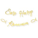 LowCarbonLife Erstkommunion Girlande „Erste heilige Kommunion mit Fisch-Motiven – Glitzer Hängedeko Banner Gold 1,7 m – Kommunionsdeko Erstkommunion Deko für Jungen & Mädchen (Gold B)