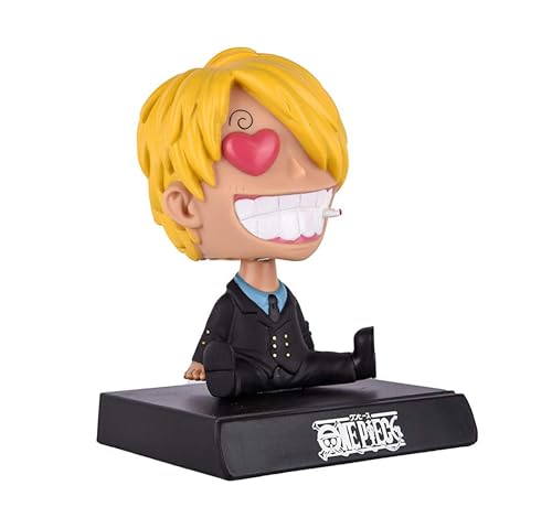 Image of Augen Super Hero One Piece Sanji Action Figure Limited Edition Bobblehead with Mobile Holder for Car Dashboard, Office Desk & Study Table (Pack of 1), Plastic