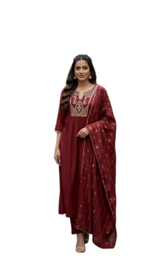 Costume trapèze café AAYLA ensemble broderie dorée vêtement de fête chic