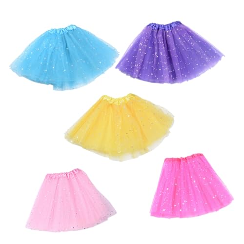 Yardwe Pink Tutu Toddler Skirt 5pcs Children Ballet Practice Skirt Set Elastic Waistband