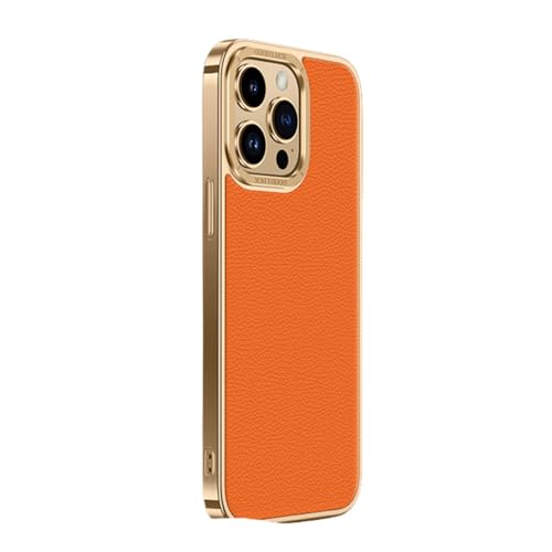 Étui de téléphone en cuir véritable ENILSA orange au quotidien