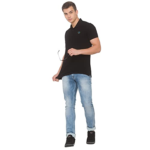 Image of Spykar Men's Embellished Slim Fit Polo T-Shirt