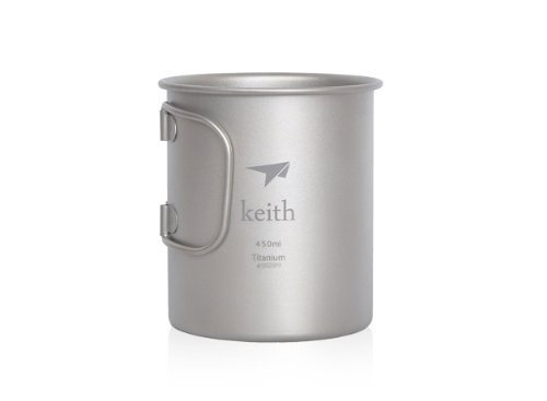Keith - Tasse pour camping - En titane - Poignée pliable