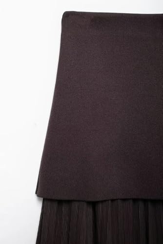 Women 2 Piece Set V-Neck Sleeveless Button Knitted Vest Top Elegant Splicing High Waist Zipper Long Skirts Holiday Suits3