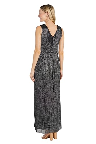 Image of R&M Richards Women's Sleeveless Maxi Dress - V-Neck Pleated Long Formal Gown W /Rhinestone Trim - Party & Cocktail Attire