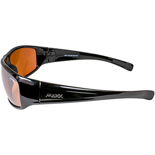 Maxx Major Sport Golf Motorcycle Riding Sunglasses Black with High Definition Amber Lens3