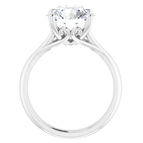 3 Carats Round Lab Diamond Engagement Ring Solitaire Style4