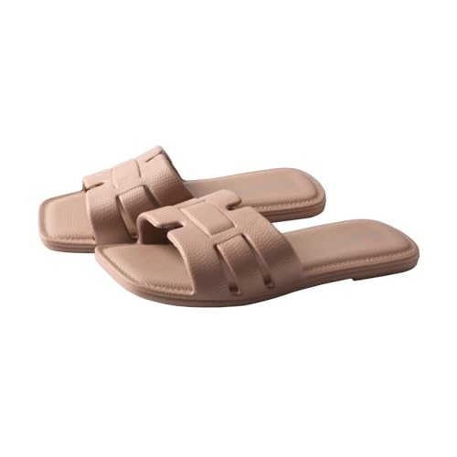 TMA EYES Women's Open Toe Flat Slippers Fashion Beach Slides for Summer3