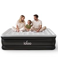 iDOO Inflatable Air Mattress, King Size Airbed with Built-in Pump, Double Blow Up Mattress in 3 Mins Fast Inflation, Upgraded Flocked Surface Comfort Air Bed for Home&Camping Use -203x152x46cm