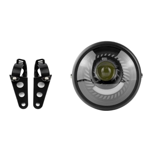 Phare LED rond 6.5 pouces moto projecteur avant DRL yeux d'ange lampe de conduite pour Café Racer