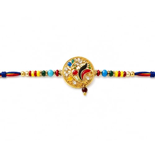 Image of Glorious Peacock Enamel Rakhi Thread