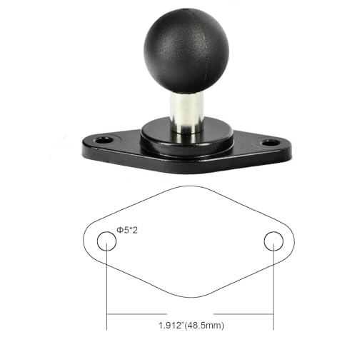 VAUBORTTI Aluminum 1-Inch Ball Mount with Diamond and Round Base, AMPS Hole Pattern for Car Boat Dash Mounting, Compatible with RAM B Size, for GPS Fish Finder Tablet Camera