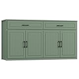 HITHOS 63' W Large Sideboard Buffet Cabinet with Storage, Modern Coffee Bar Cabinet with Drawers, Long Kitchen Sideboard Buffet Table, Wide Wood Kitchen Buffet Storage Cabinet for Living Room, Green