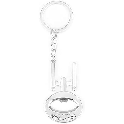 Star Trek Bottle Opener Keychain - USS Enterprise NCC-1701 Gold Metal Bottle Opener Keyring Manual Openers(Silver) Cover