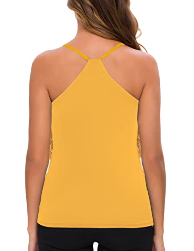 MANER Women’s Sequin Fringe Top Sparkly Party Tank Top Tassel Trim Cami2