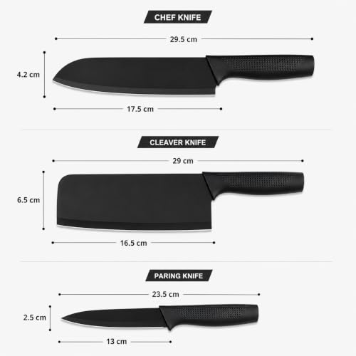 Image of Celvee Kitchen Knife Set 3-Piece, Stainless Steel Chef Knives, Sharp Cutting Knives for Kitchen, Vegetable, Fruit & Meat Cutting