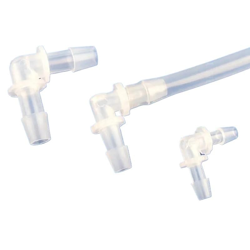 5 ~ 200 piezas de 4 ~ 20 mm de grado alimenticio PP codo pecera tubo junta jardín agua bomba aire manguera (20-20 codos, 200 piezas)
