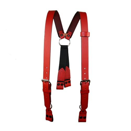 Boston Leather Firefighters Suspenders Button Attachment Red - 9175-RED-1