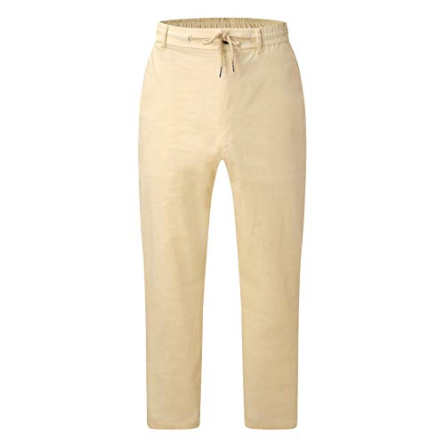 Linen Pants for Men Linen Drawstring Pants Elastic Waist Lightweight Trouser Casual Yoga Summer Beach Pants Linen Pant A14