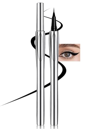 Image of Erinde Black Waterproof Liquid Eyeliner Pen, Ultra Fine Tip Black Eyeliner, Smudge Proof Long Lasting Formula, Quick Dry Sweat Resistant Liner, Precise Winged Cat Eye Makeup Tool, Easy to Apply 01#