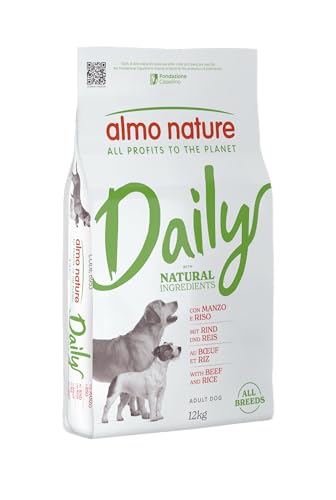 Almo Nature Daily - Crocchette per Cani Adulti All Breeds - Gusto Manzo e Riso - Cibo Secco Completo e Bilanciato - Sacco da 12 kg
