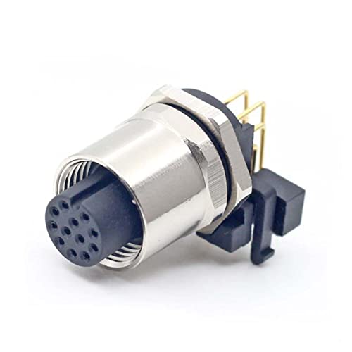 Artemisia M12 Bend/Straight pin Flange Holder 2 3 4 5 6 8 12 pin PCB Panel Mount Plug-in Waterproof Sensor Connector (Color : Angled Female, Size : 6Pin)