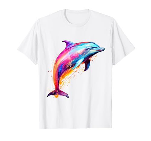 Peinture colorée motif dauphin abstrait T-Shirt