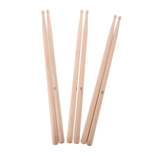 3 pares de baquetas de madera para práctica miniatura 1