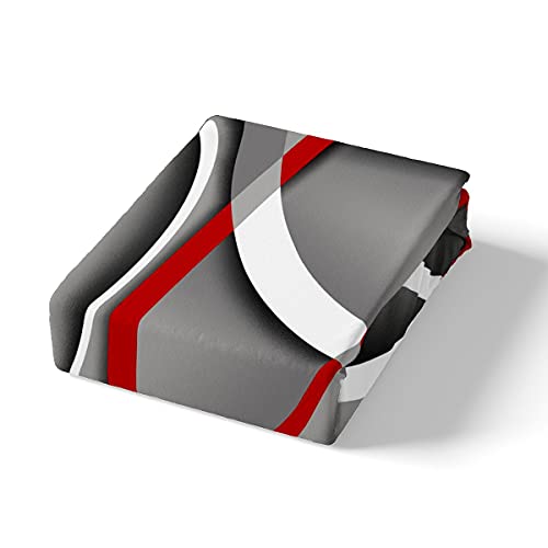 Modern Geometric Lines Duvet Cover King Size For Boys Women Men Gray Black Red Swirls Bedding Set Retro Lines Comforter Cover Modern Abstract Bedspread Cover With 2 Pillow Shams Microfiber Quilt Cover #TOP3