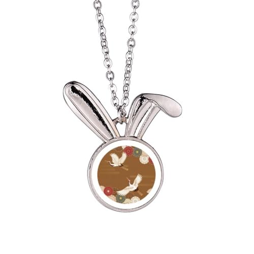 Collier lapin grues et fleurs bijou hypoallergénique léger pour éviter les irritations du cou