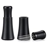 WDT Tool Espresso Distribution Tool - 10 Needle Espresso Coffee Stirrer I 0.35mm Professional Barista Pavant Coffee Stirring Distribution Tool,Aluminum Alloy Handle with Stand (Matte Black)