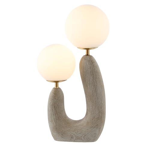 JONATHAN Y JYL4064A Oona 18" 2-Light Mid-Century Scandinavian Resin/Iron/Frosted Glass