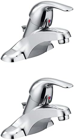 Moen Adler 2-Pack Chrome 1-Handle 4-in Centerset WaterSense Bathroom Sink Faucet with Drain with Deck Plate